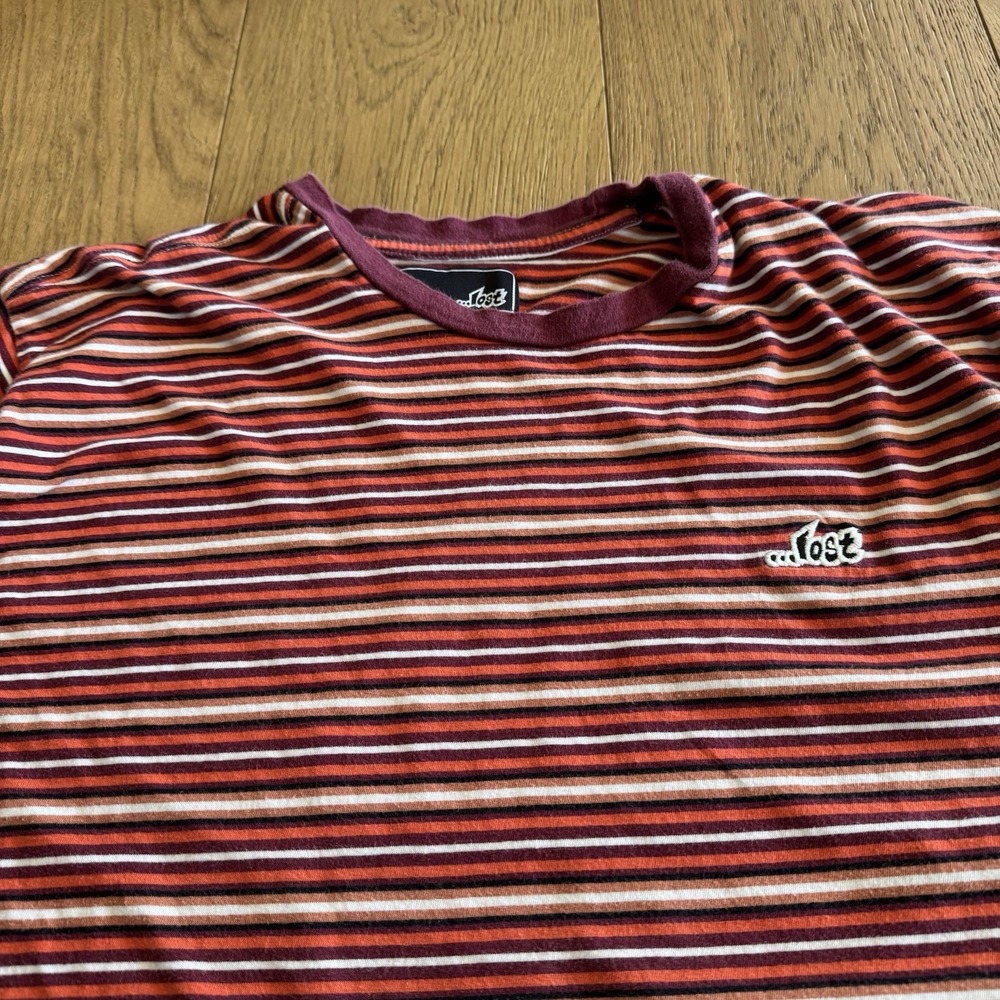 Vintage Lost Enterprises Striped T Shirt Men's Large Surf Skate Streetwear Y2K - Picture 2 of 6